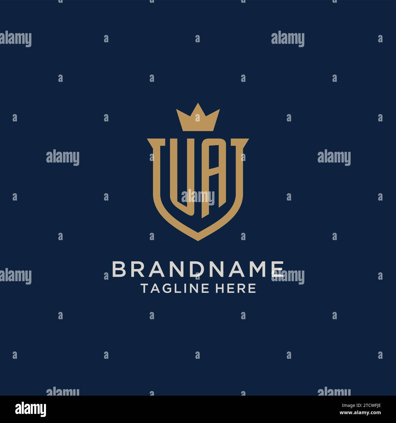 UA initial shield crown logo vector graphic Stock Vector
