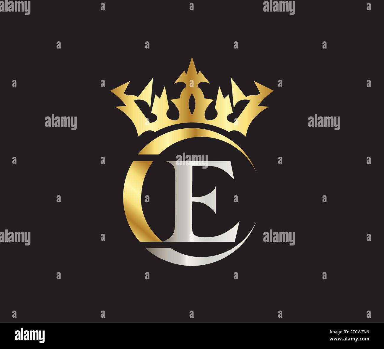 E letter Crown luxury kingdom sign with Golden Color Company Logo ...