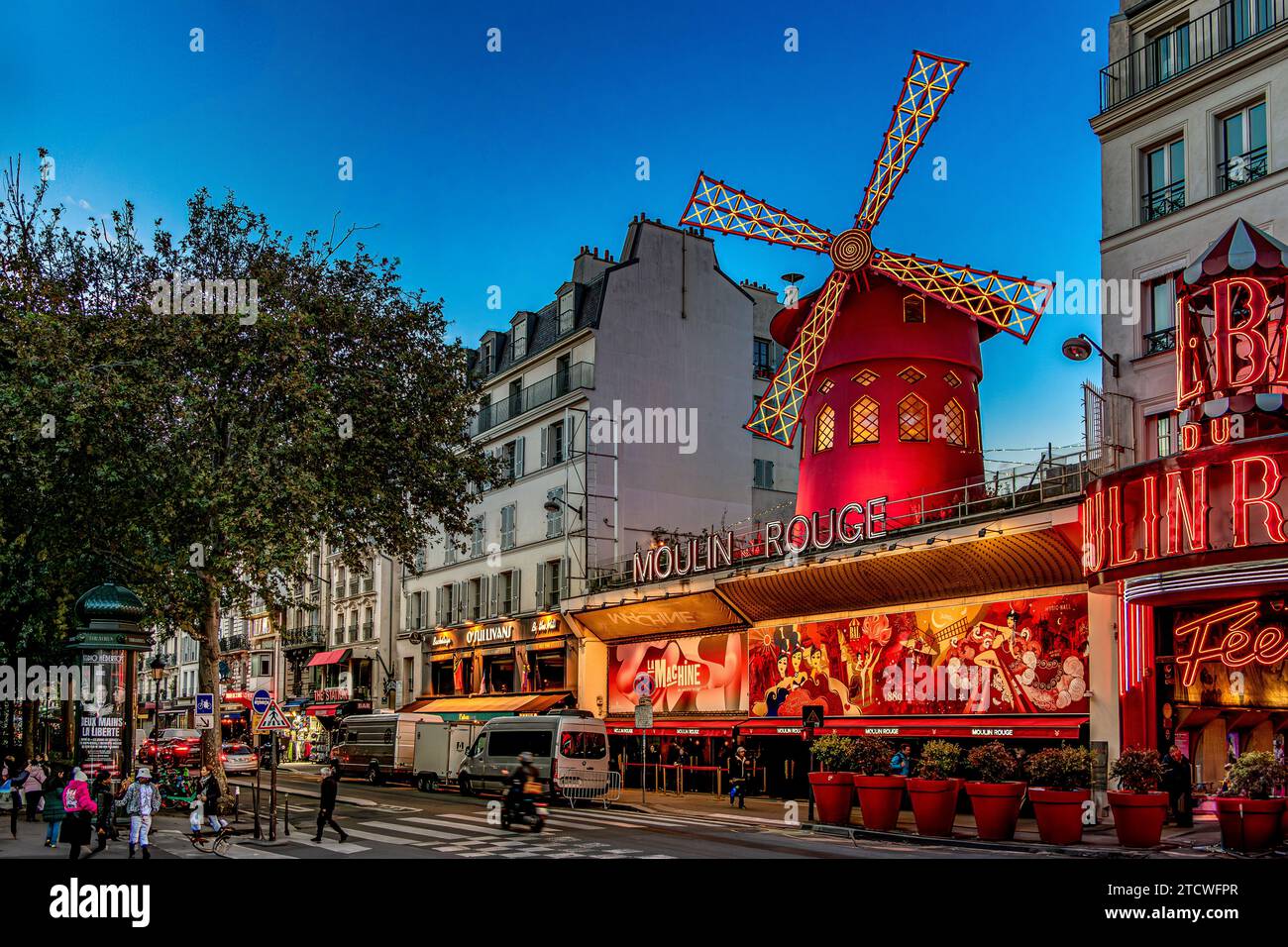 Moulin Rouge,a world famous cabaret venue in Montmartre,Paris ,France Stock Photo
