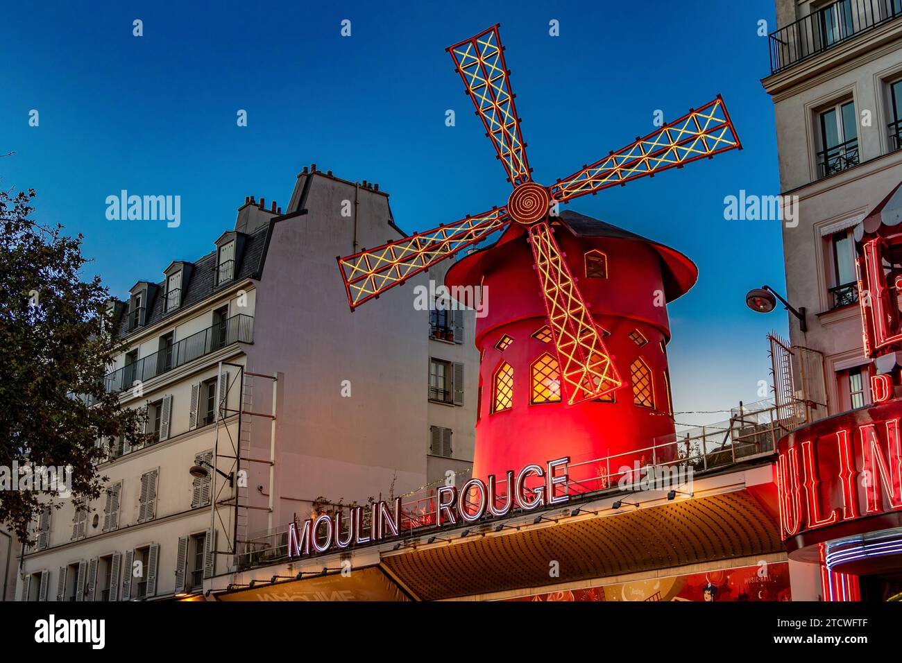 Moulin Rouge,a world famous cabaret venue in Montmartre,Paris ,France Stock Photo