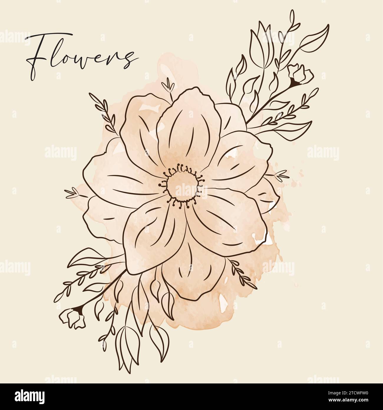 Vintage hand drawn flower sketch Vector Stock Vector Image & Art - Alamy
