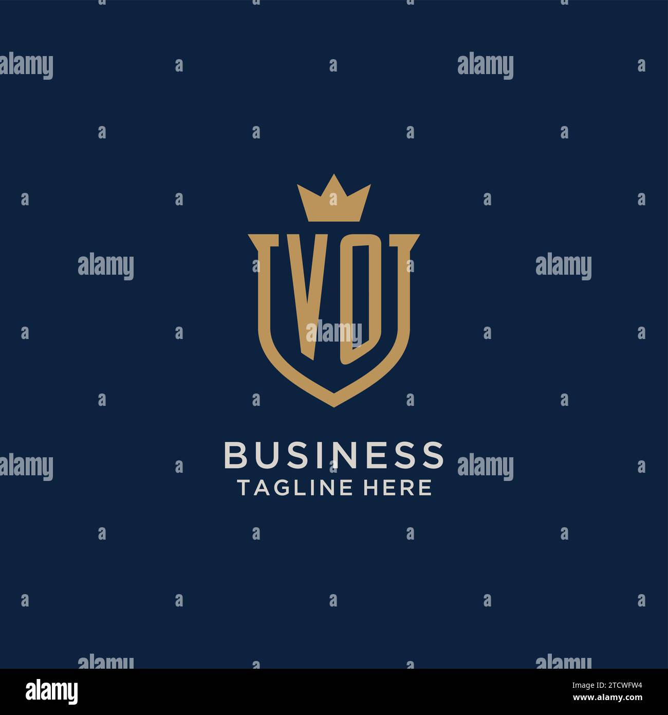 VO initial shield crown logo vector graphic Stock Vector