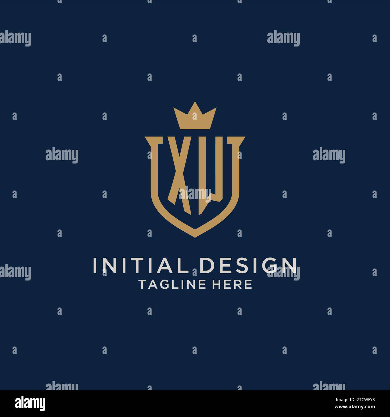 XW initial shield crown logo vector graphic Stock Vector