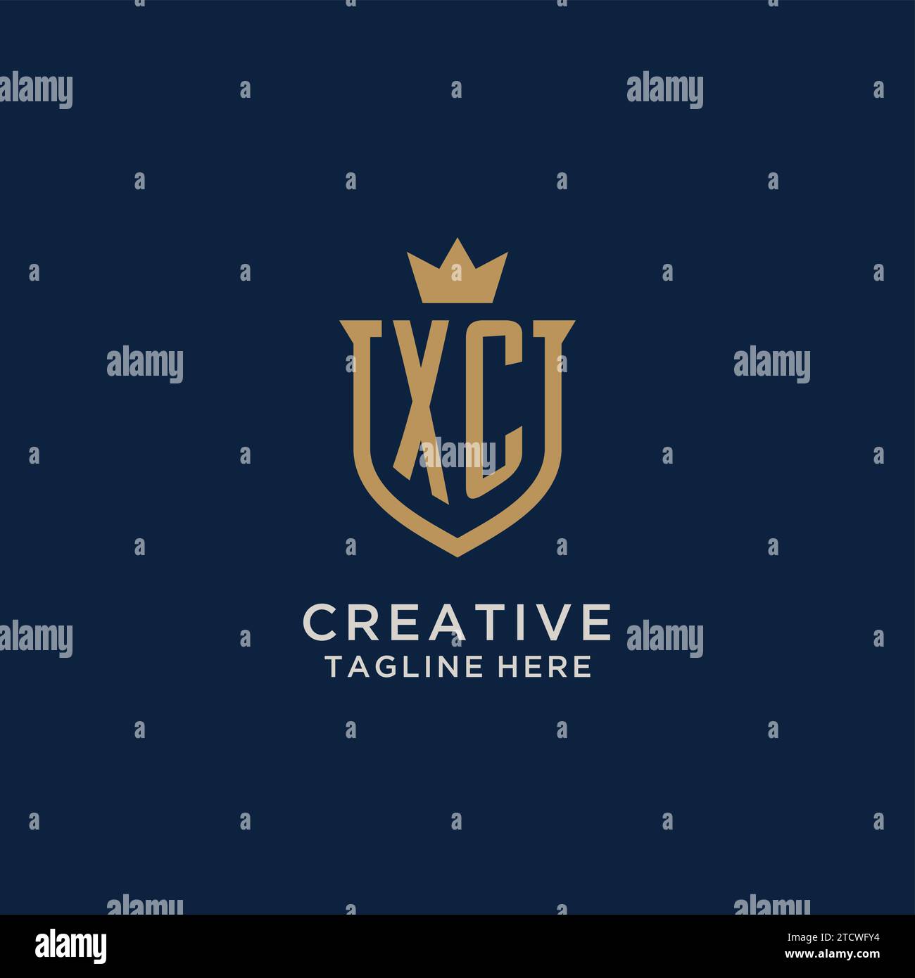 XC initial shield crown logo vector graphic Stock Vector