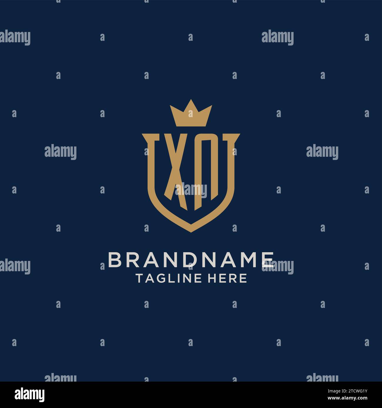XN initial shield crown logo vector graphic Stock Vector