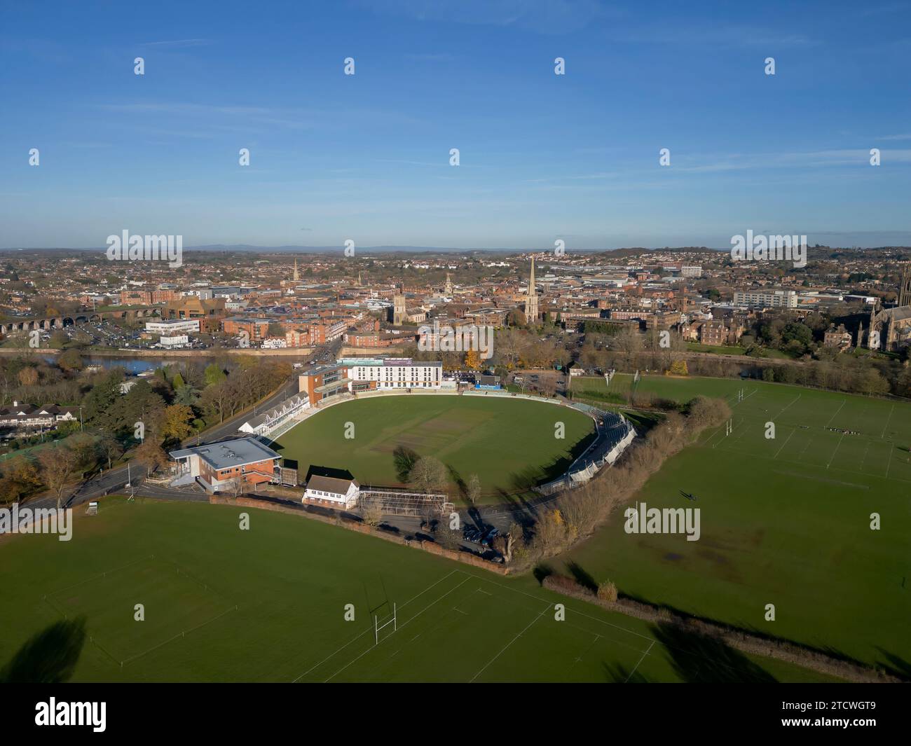 An aerial view of the New Road cricket ground in Worcester ...