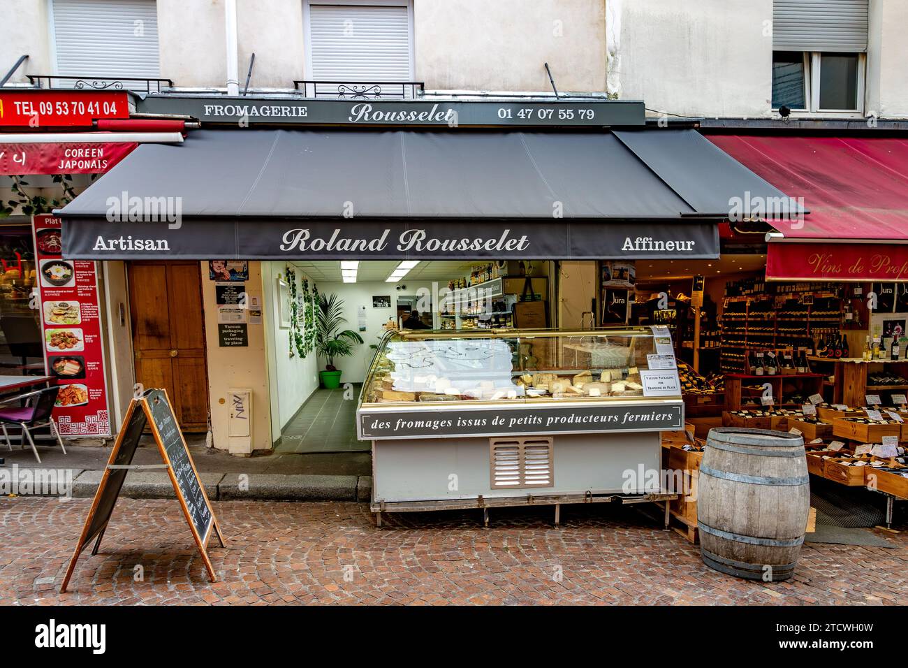 Rue Mouffetard in the 5th arrondissement of Paris, France Stock Photo