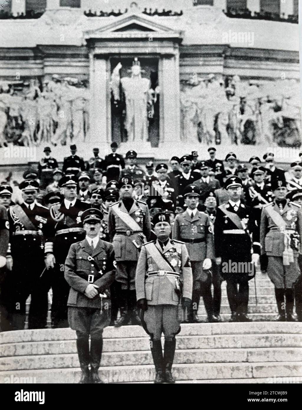 ADOLF HITLER with Benito Mussolini on the Victor Emmanuel II Monument in Rome 1938. Stock Photo