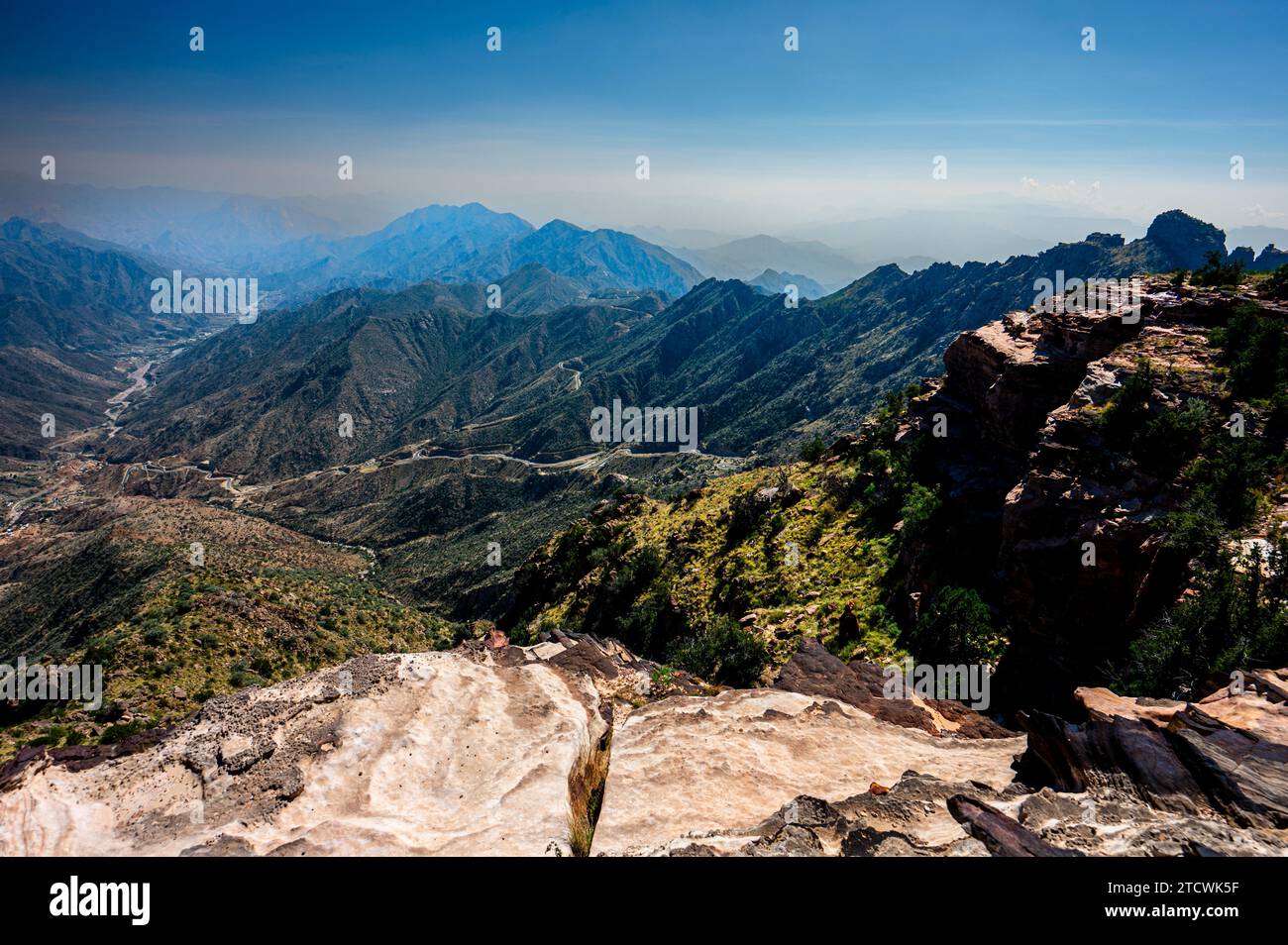 Landscape of the Asir Mountains in Saudi Arabia. Stock Photo