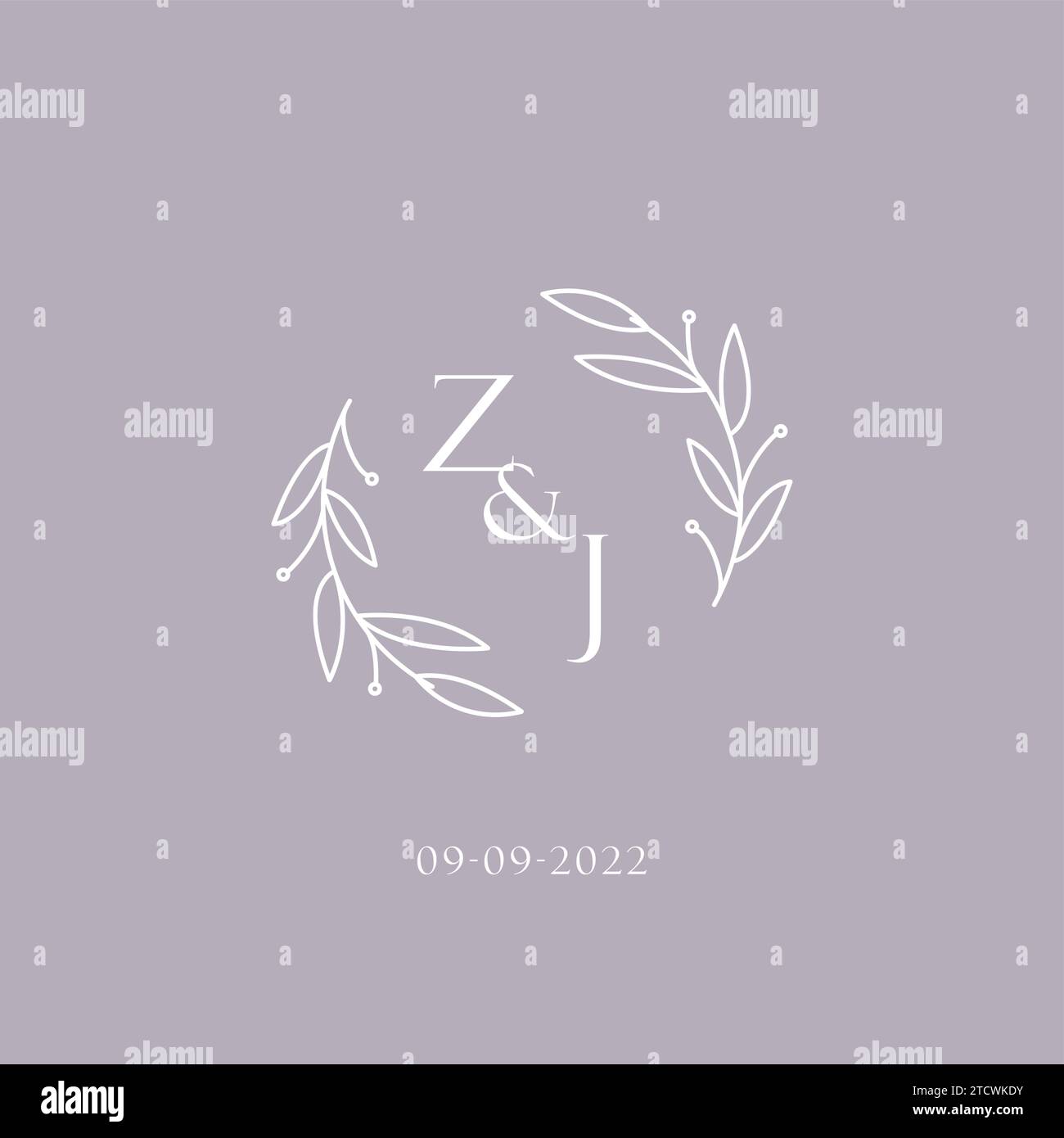 Initials ZJ wedding monogram logo inspiration vector graphic Stock Vector