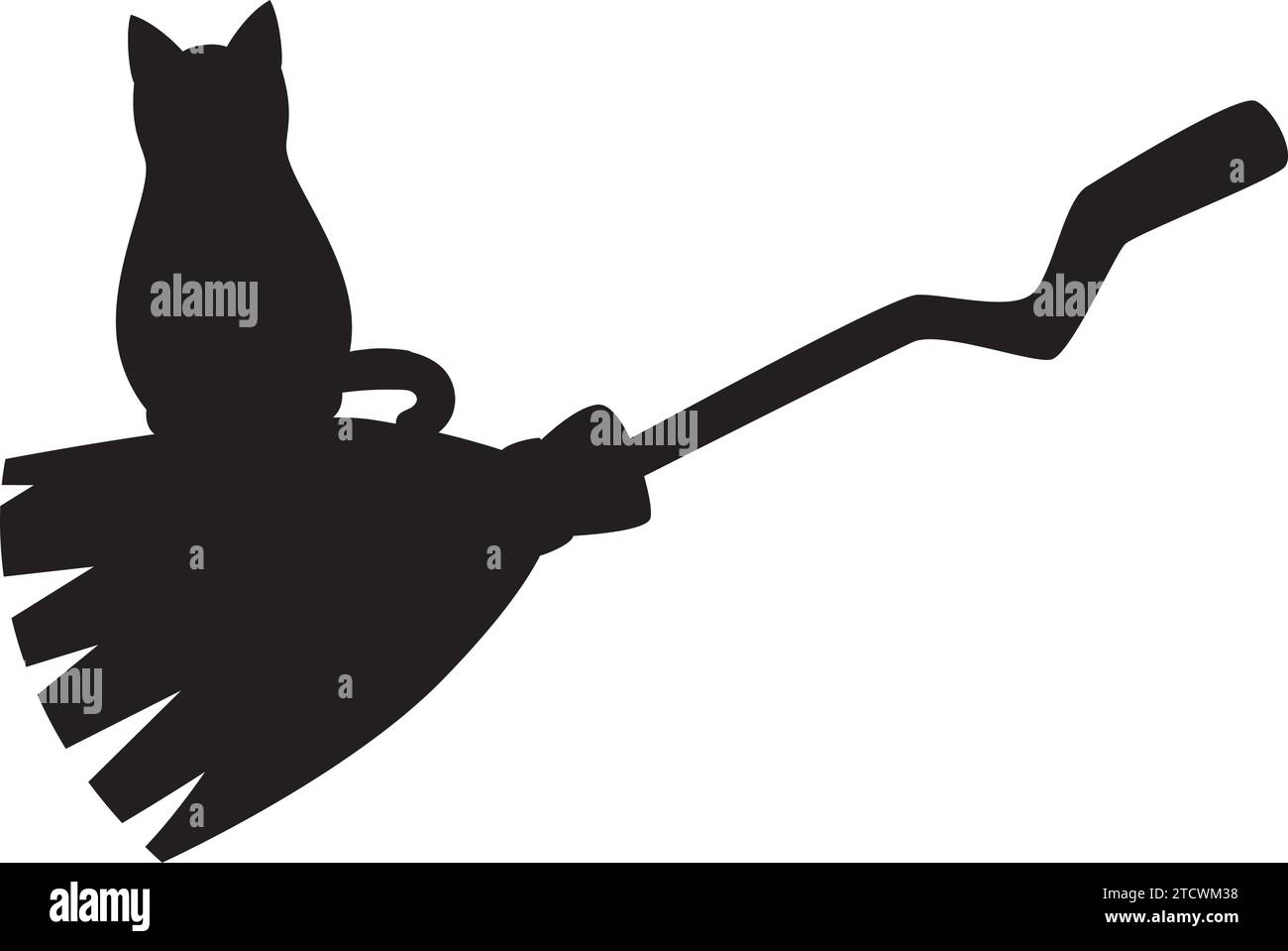 Silhouette of a witch broom with a cat Vector Stock Vector Image & Art ...