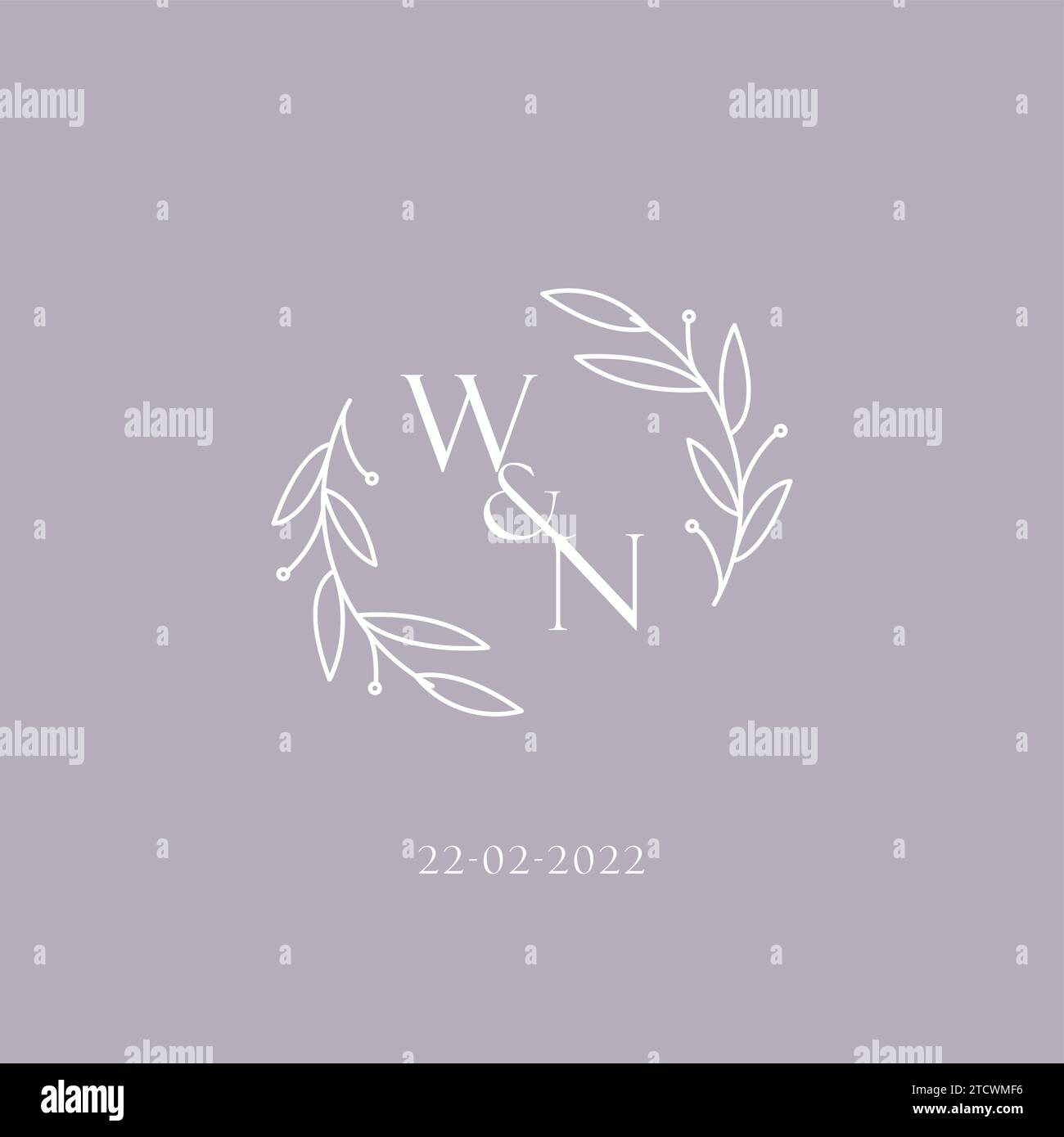 Initials WN wedding monogram logo inspiration vector graphic Stock ...