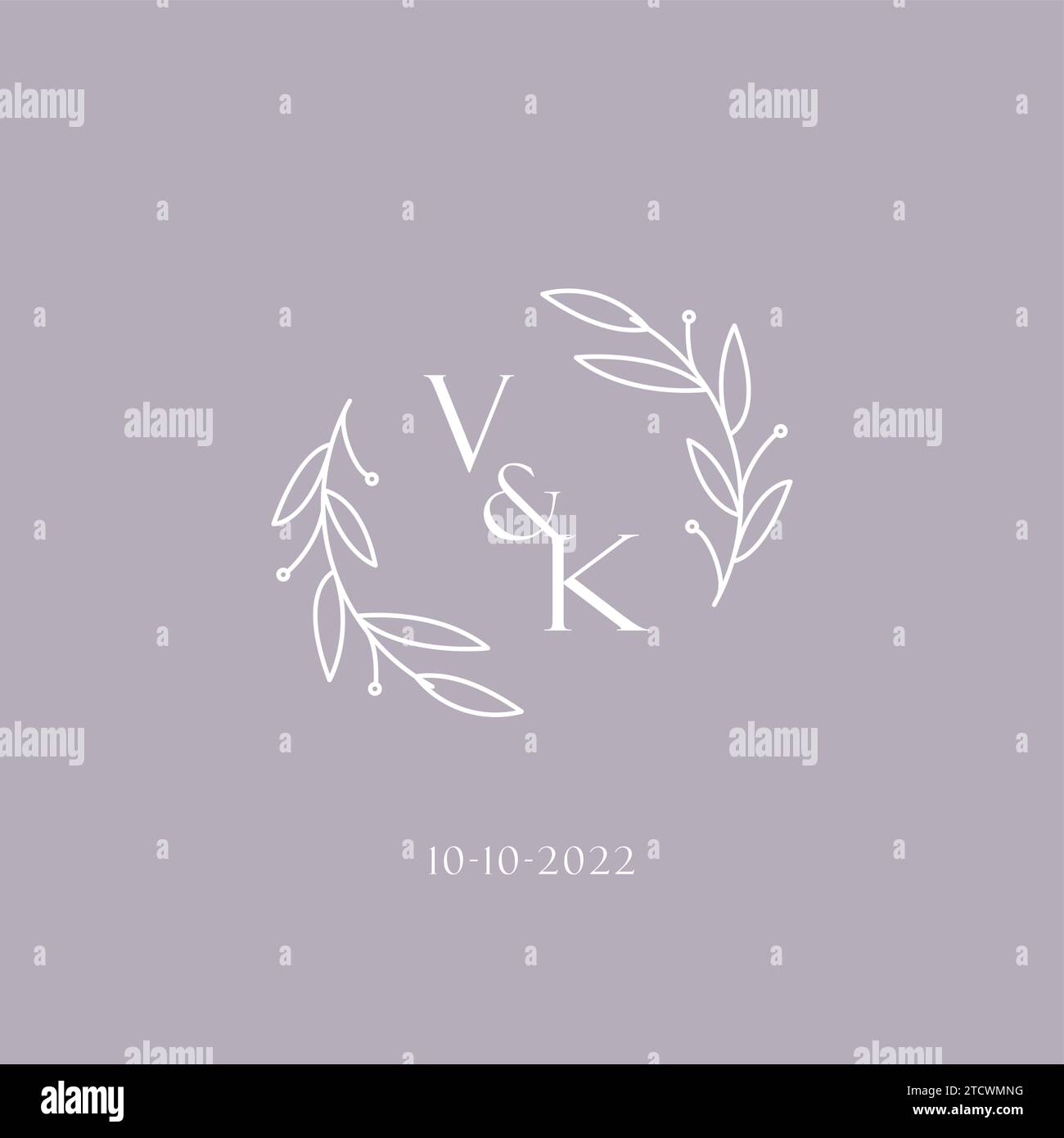 Initials VK wedding monogram logo inspiration vector graphic Stock ...
