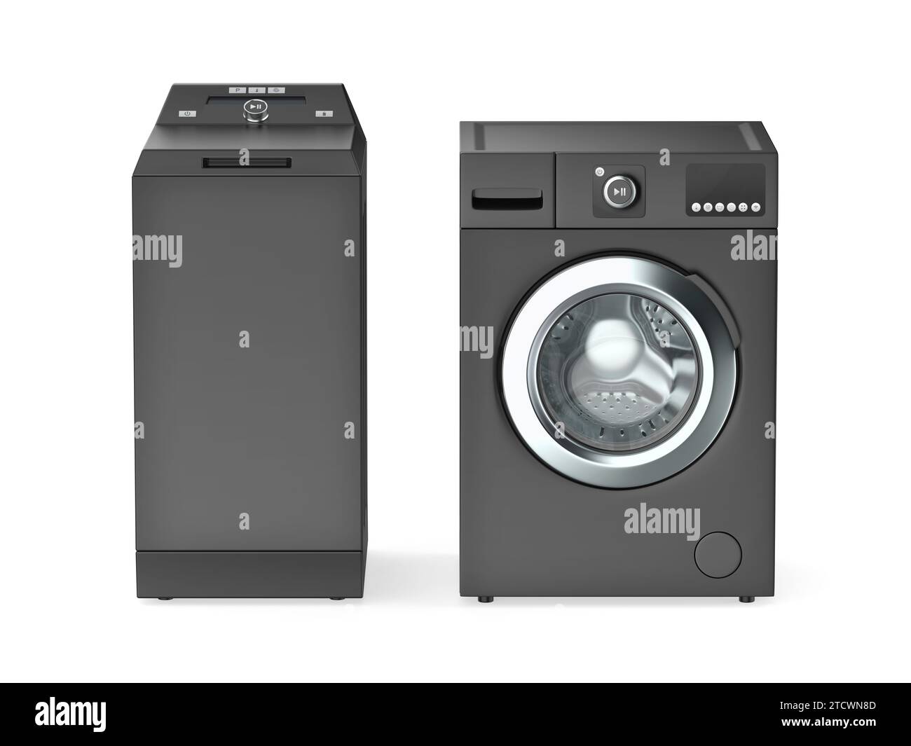 Top and front load washing machines on white background Stock Photo Alamy