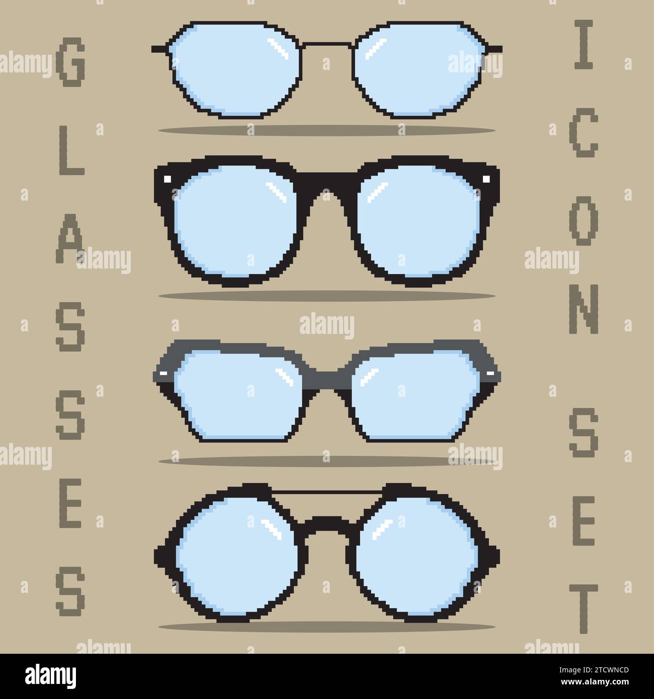 Pixelated colored eyeglasses icons set Vector Stock Vector Image & Art ...