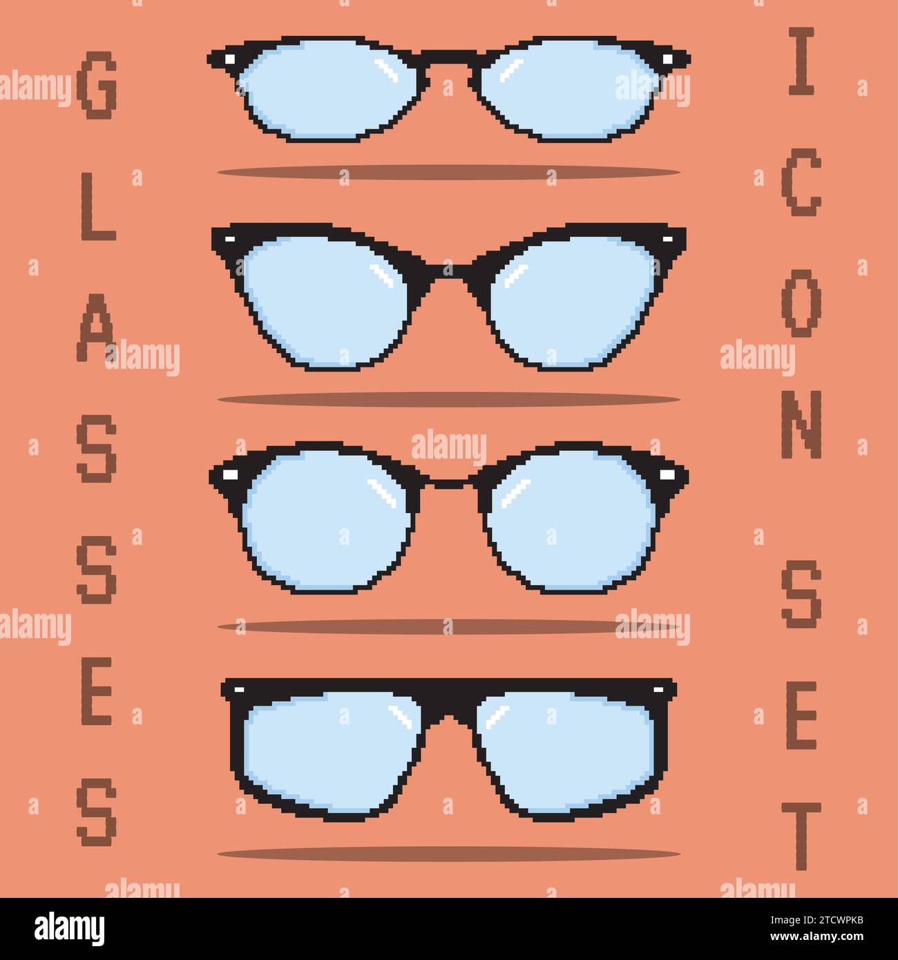 Pixelated colored eyeglasses icons set Vector Stock Vector Image & Art ...