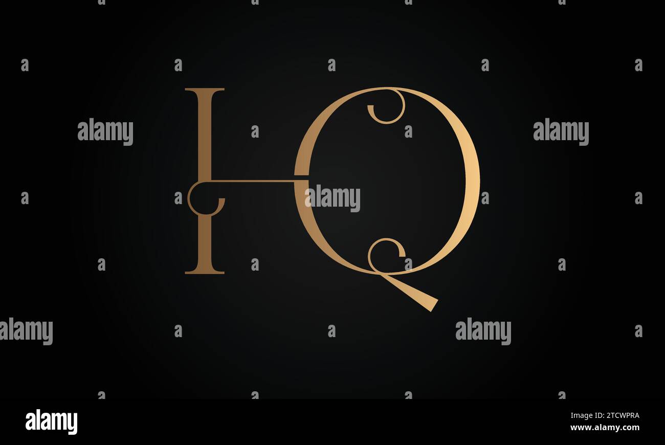 Luxury Initial HQ or QH Monogram Text Letter Logo Design Stock Vector