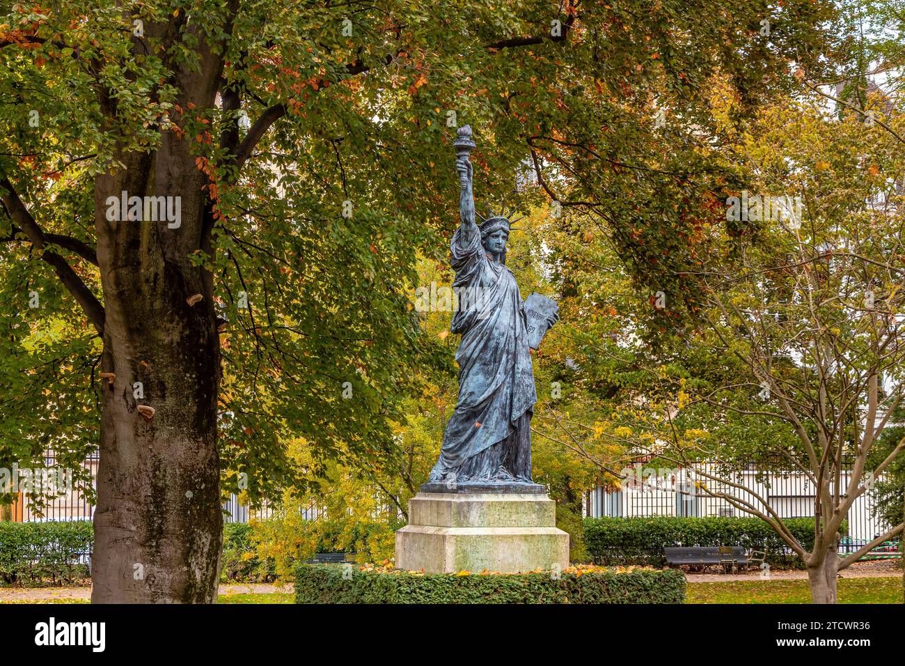 A scale model in bronze of the Statue of Liberty hidden away on the