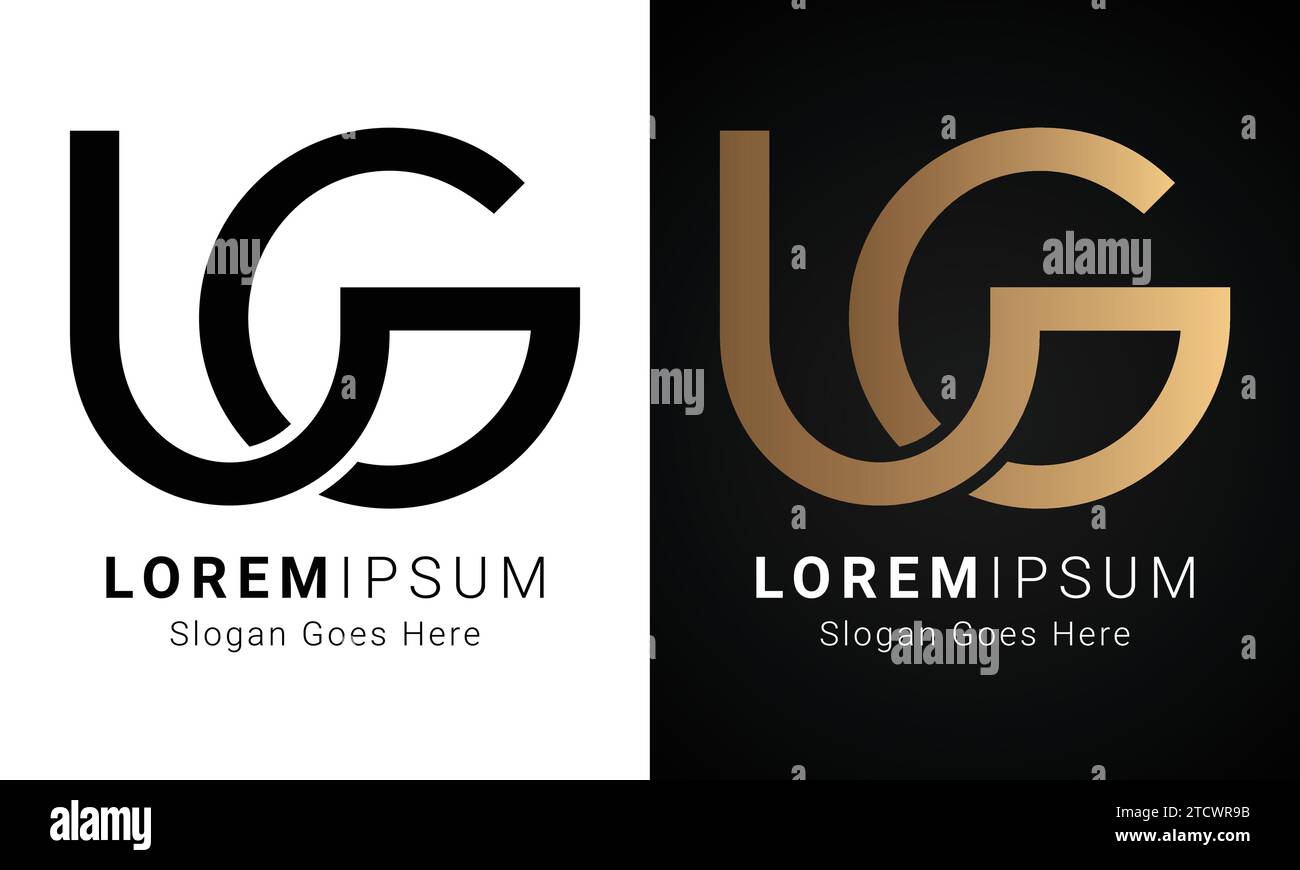 Luxury Initial GU or UG Monogram Text Letter Logo Design Stock Vector
