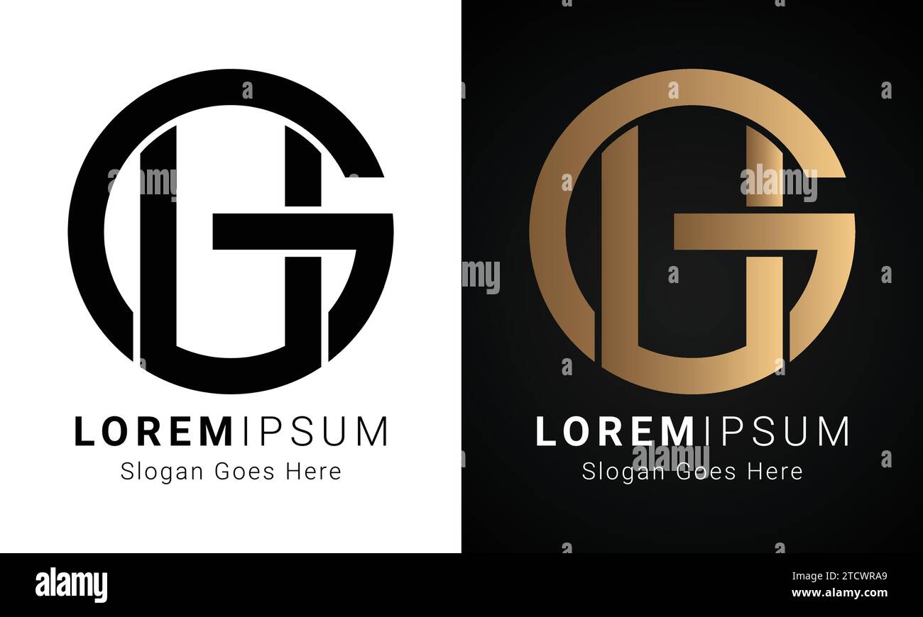 Luxury Initial GU or UG Monogram Text Letter Logo Design Stock Vector