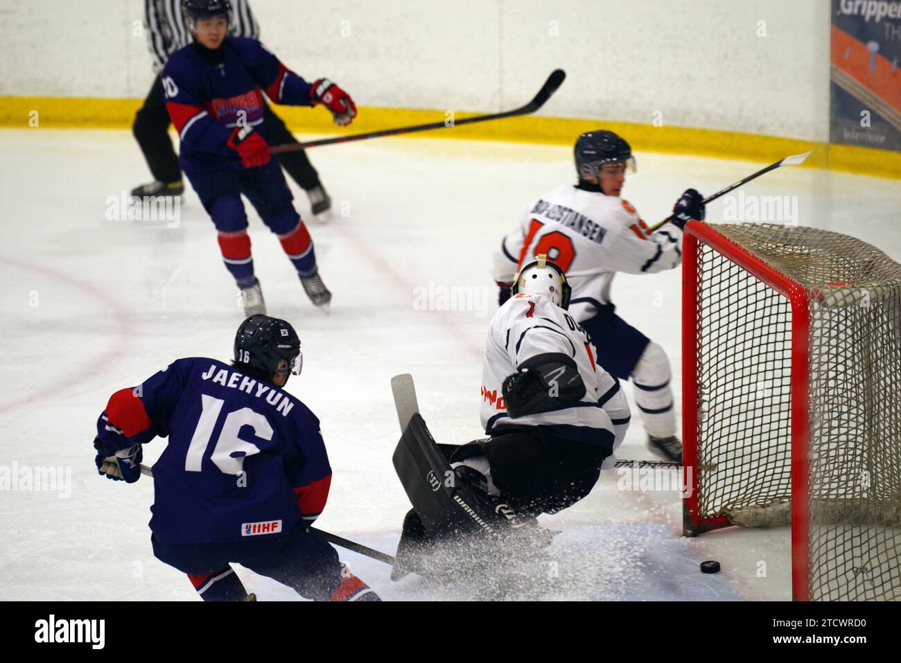 Dumfries, 14 December 2023. Korea scoring against Netherlands in a 2024
