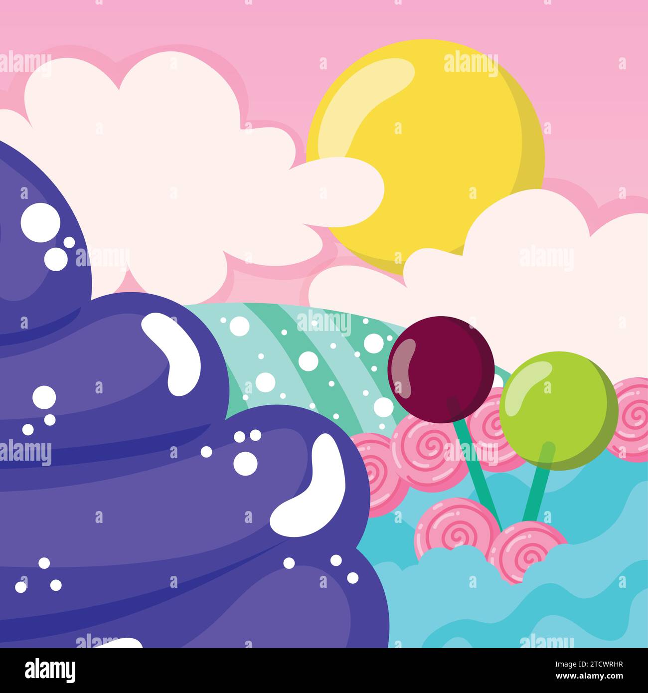 Colored candy land landscape view Vector Stock Vector