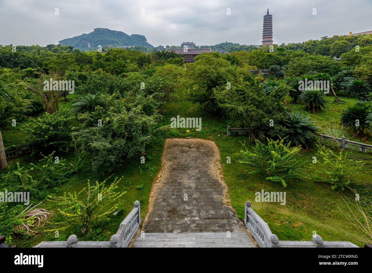The buddhism Temple of Bai Dinh at Ninh Binh in Vietnam Stock Photo