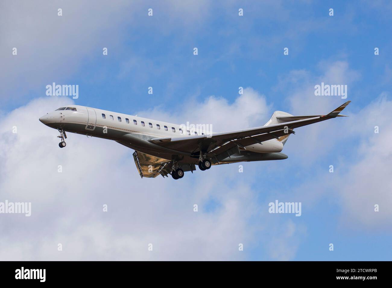 Business Jet Bombardier Global 7500  Arriving at Edinburgh Airport in Edinburgh, Scotland -  (Edinburgh EGPH) Stock Photo