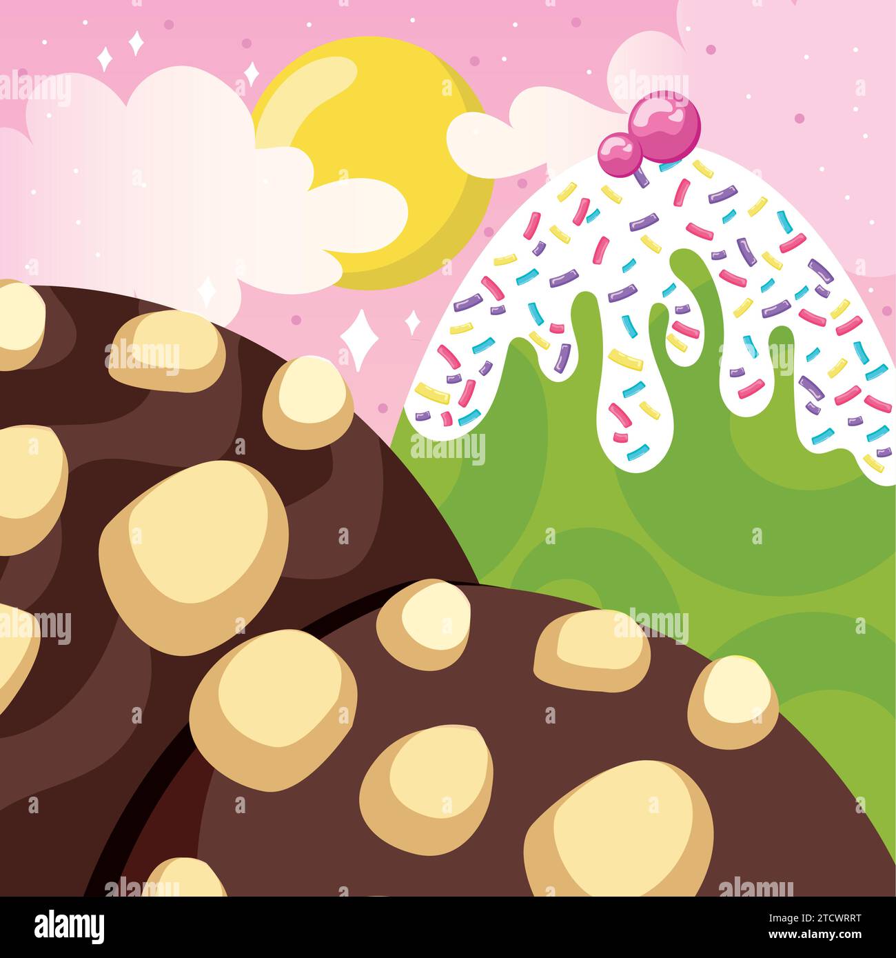 Colored candy land landscape view Vector Stock Vector