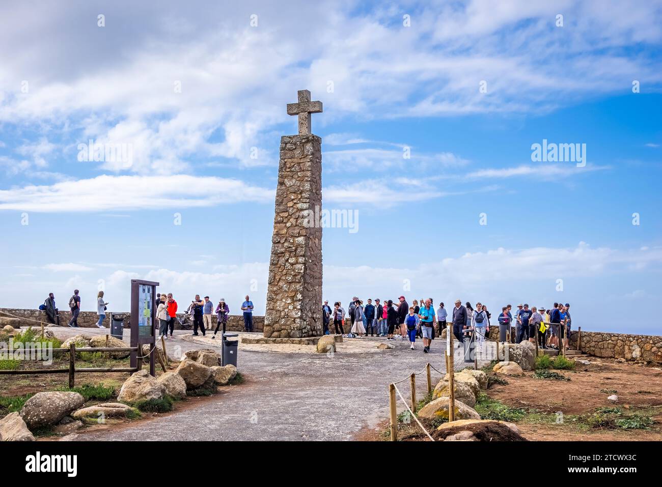 Cabo da Roca monument at the westernmost point of Continental  Europe  on the Atlantic Ocean coast of Portugal Stock Photo