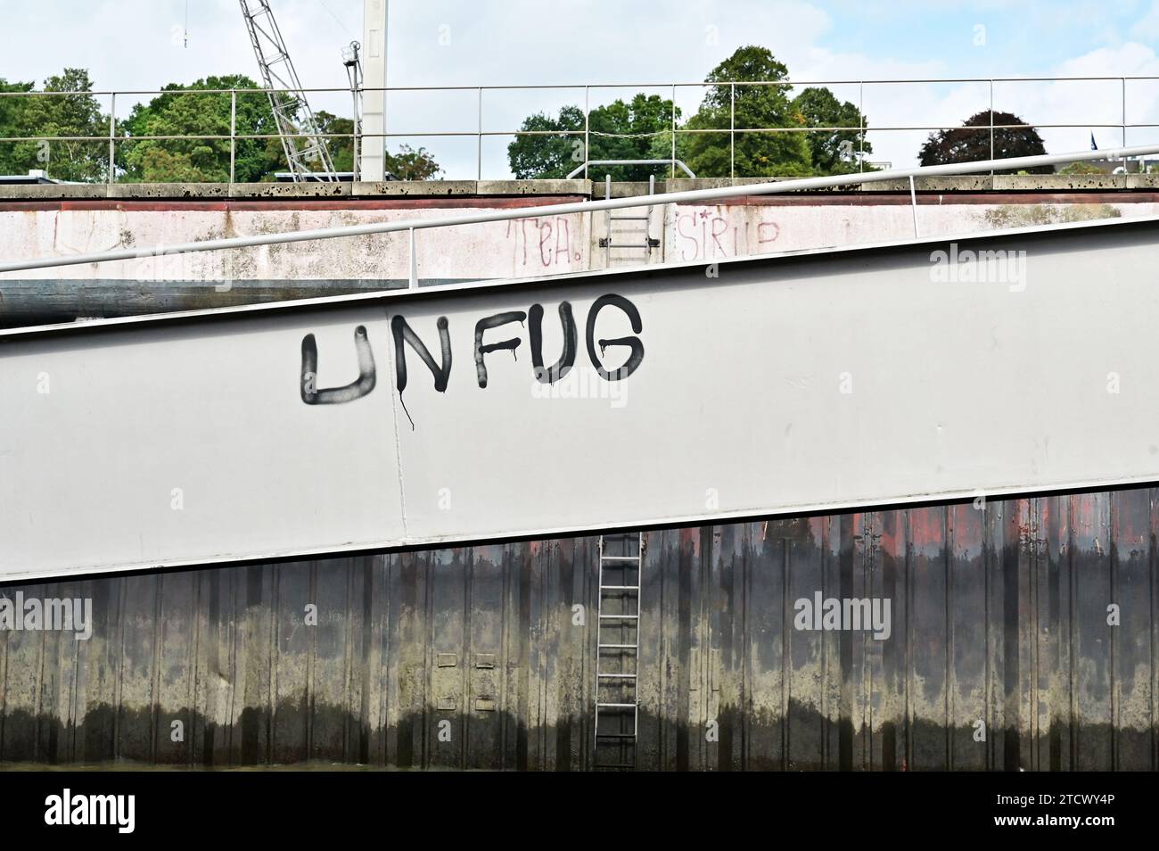 Inscription "Nonsense" in the old port of Hamburg Stock Photo