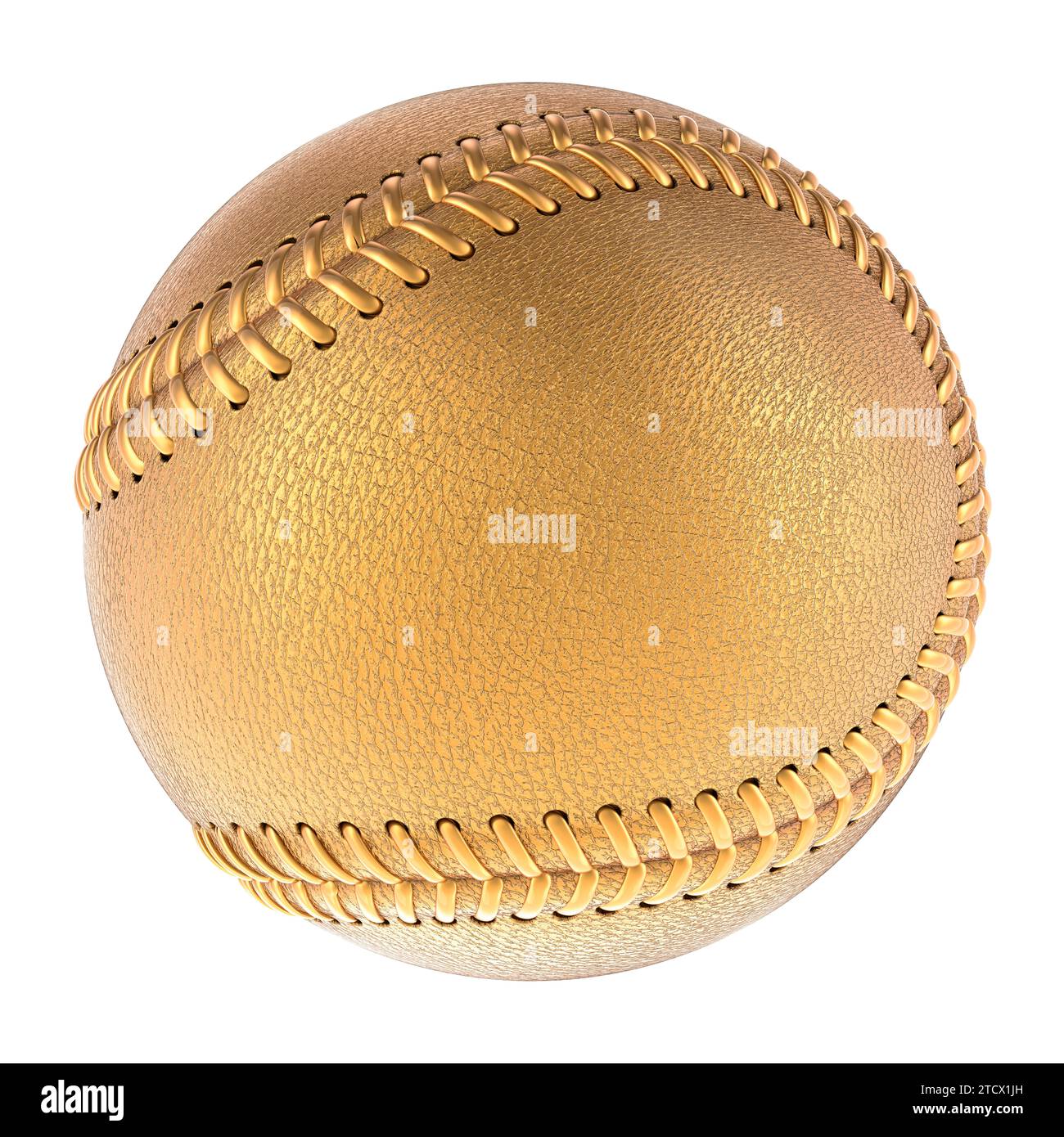 Golden baseball ball, 3D rendering isolated on white background Stock