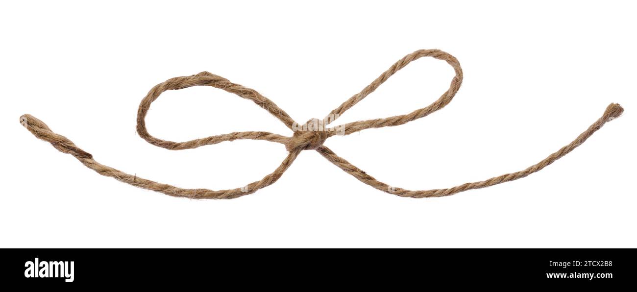 Knotted brown jute rope bow, wrapping material Stock Photo Alamy