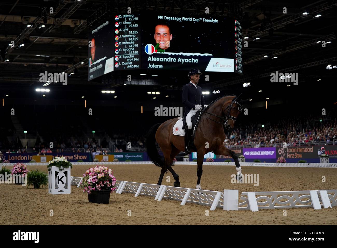 Jolene ridden by Alexandre Ayache during the FEI Dressage World Cup on day two of the London International Horse Show at ExCel London. Picture date: Thursday December 14, 2023. Stock Photo