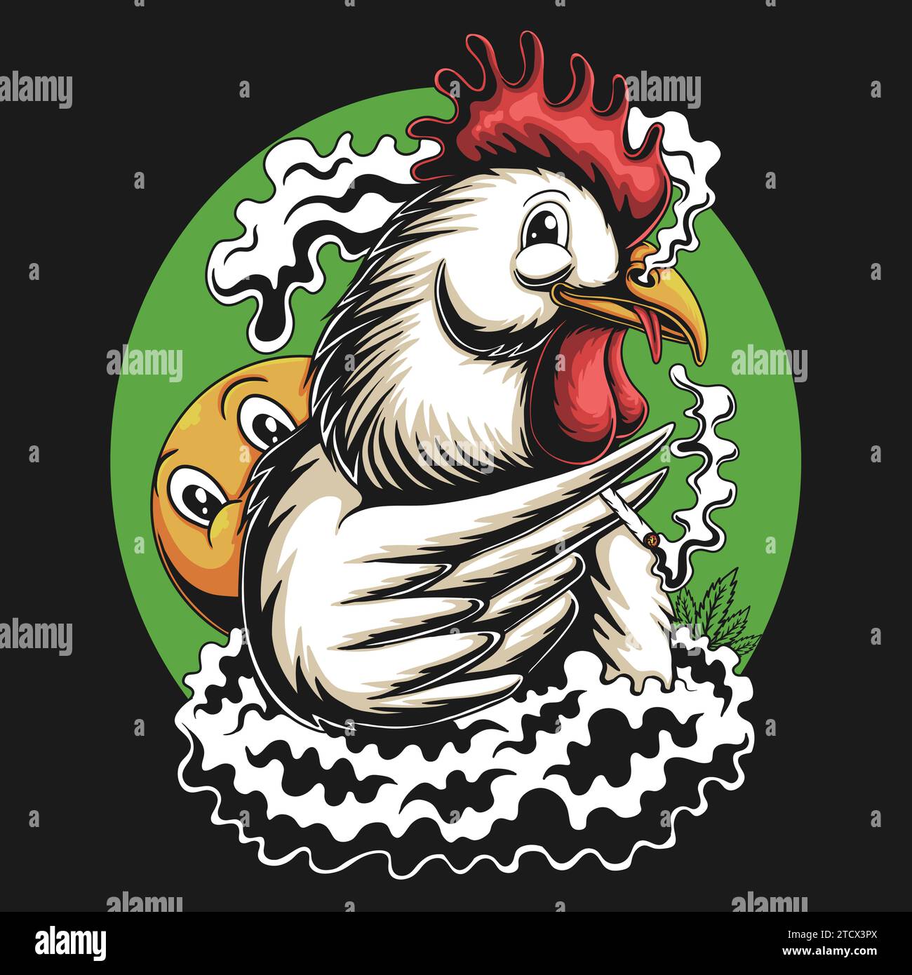 Chicken smoking weed vector illustration for your company or brand Stock Vector