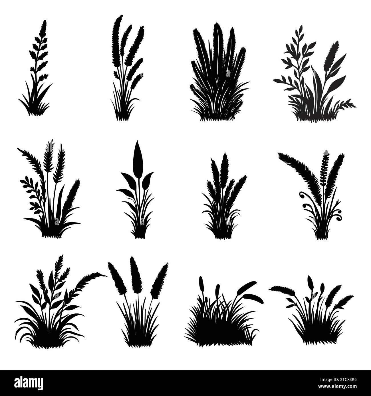 Grass elements set collection vector illustration for your company or brand Stock Vector