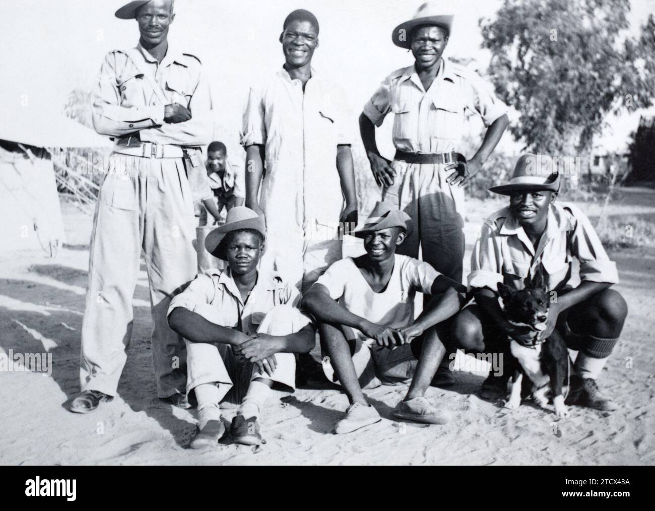 British colonial soldiers of the High Commission Territories Corps (HCTC) stationed in Egypt, 1947. Stock Photo