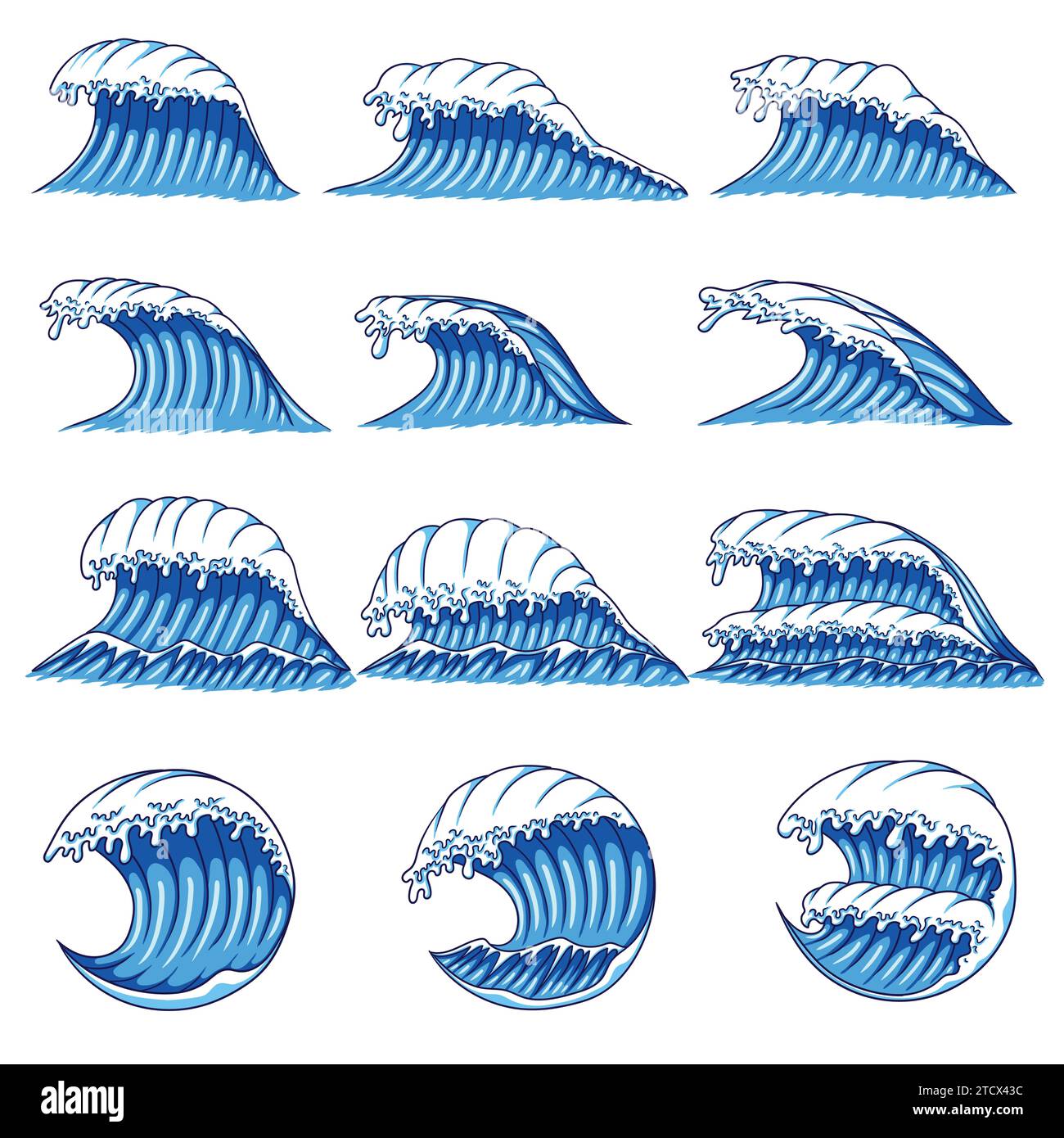 Wave blue set collection vector illustration for your company or brand Stock Vector