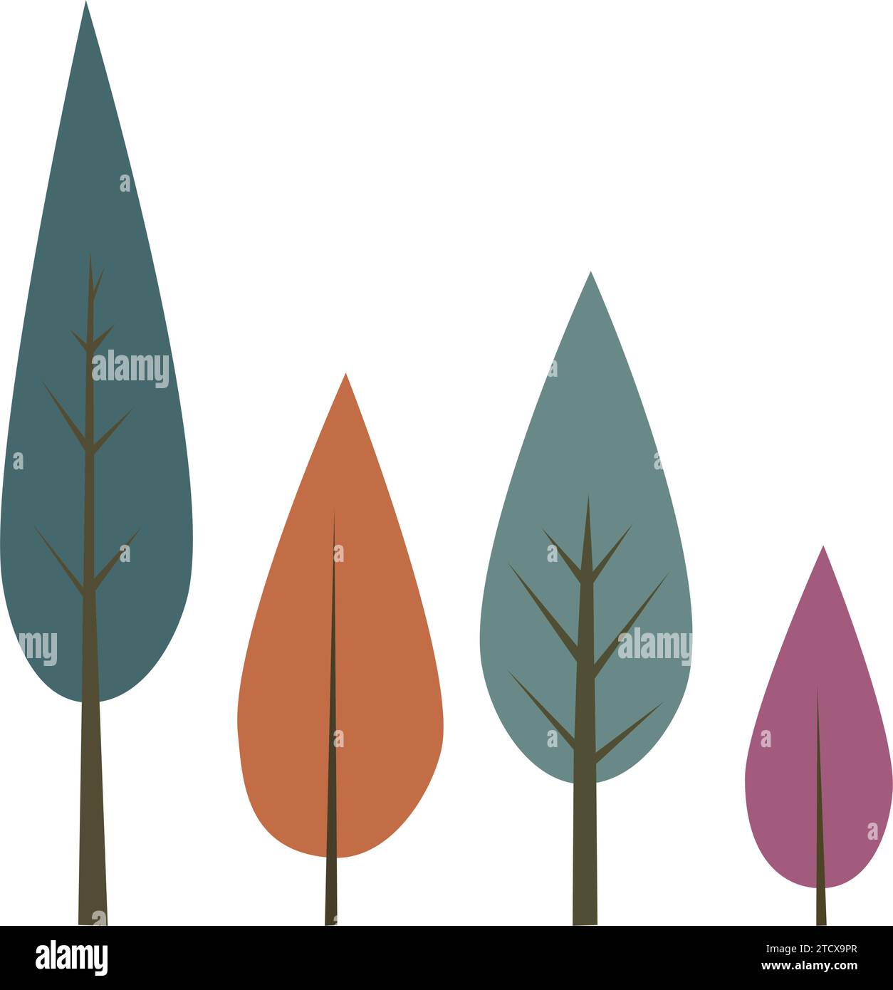 TREES WITH AUTUMN COLORS, ISOLATED DRAWING Stock Vector