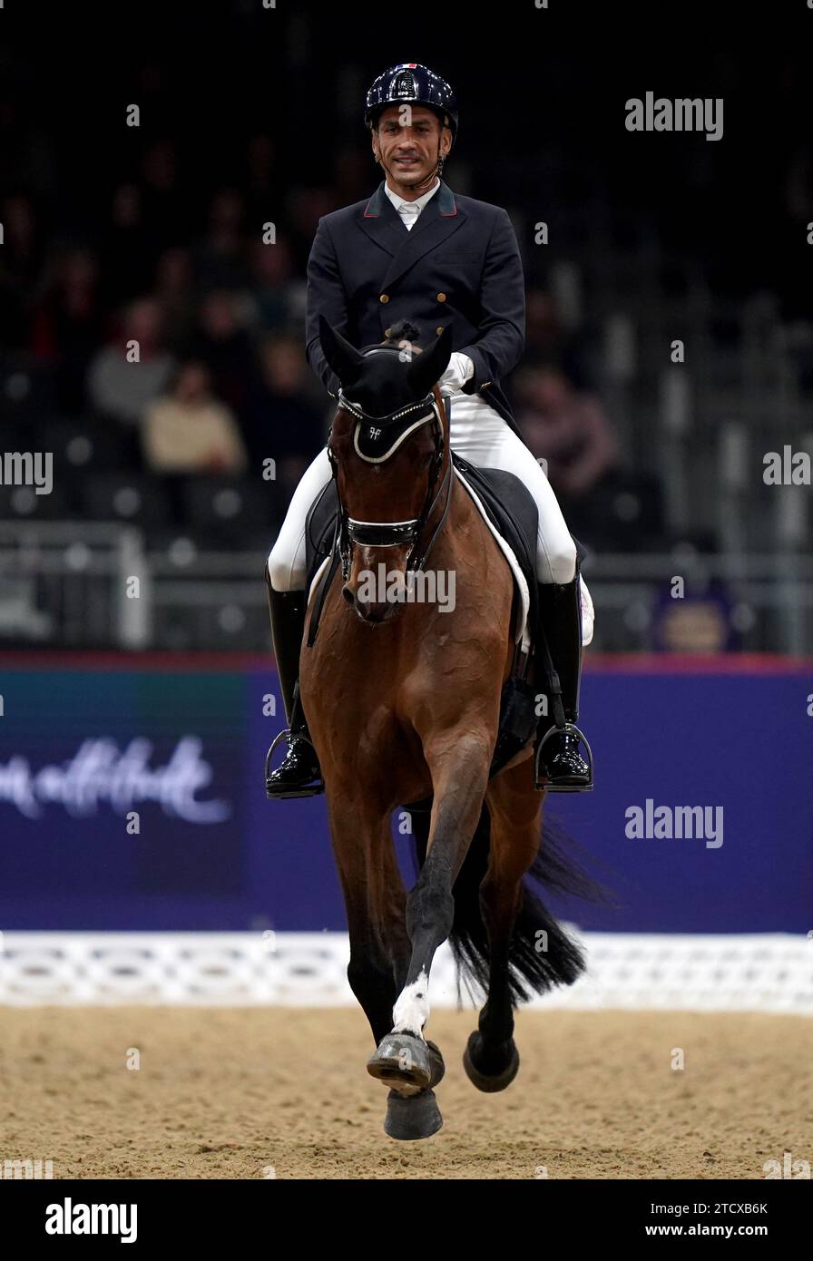 Jolene ridden by France's Alexandre Ayache during the FEI Dressage World Cup on day two of the London International Horse Show at ExCel London. Picture date: Thursday December 14, 2023. Stock Photo