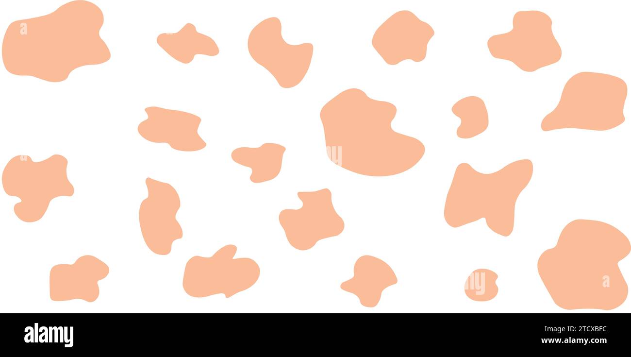Peach Fuzz cow seamless pattern. Vector long abstract background with repeated hand drawn stains on a white background Stock Vector