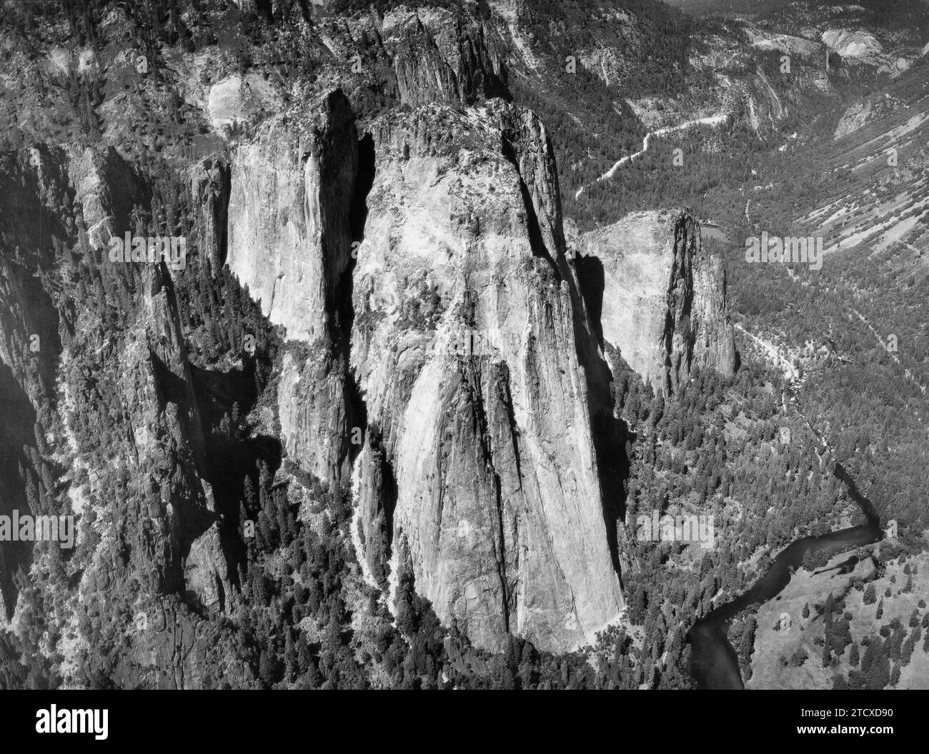 Aerial view of Cathedral Rocks, Yosemite National Park, July 1932 Stock Photo