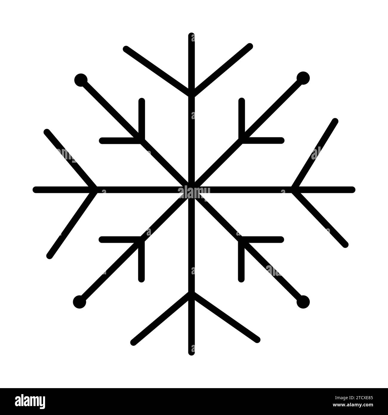 Preppy single black line snowflake, simple vector winter icon Stock Vector