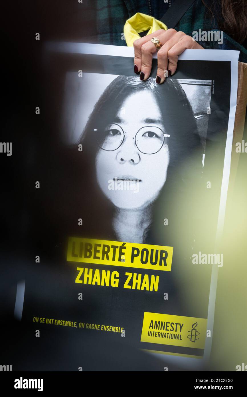 Lyon, France, December 11 2023 : demand for the release of Zhang Zhan ...