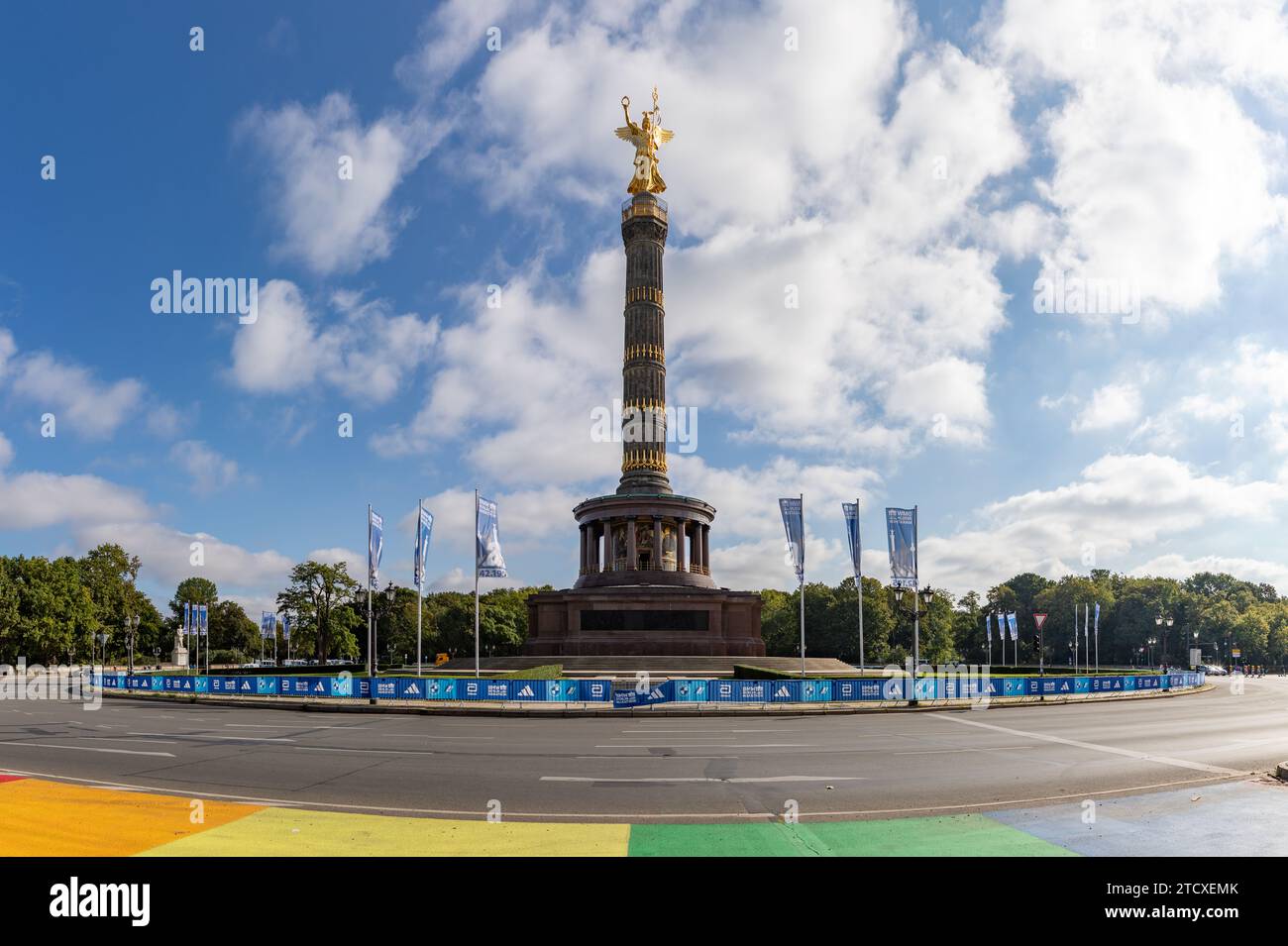 A picture of the Victory Column during the  2023 Berlin Marathon. Stock Photo