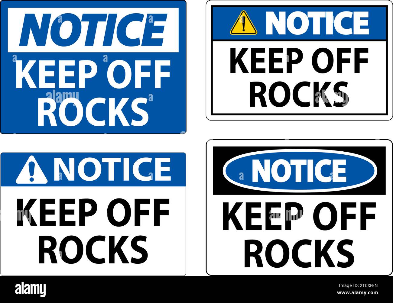 Notice Sign Keep Off Rocks Stock Vector