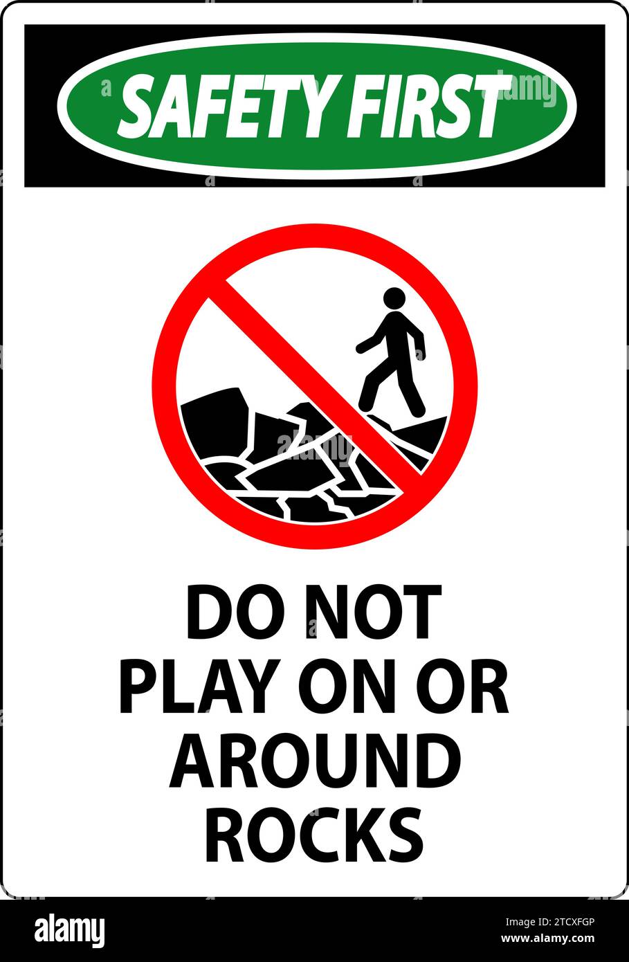 Safety First Sign Do Not Play On or Around Rocks Stock Vector Image ...