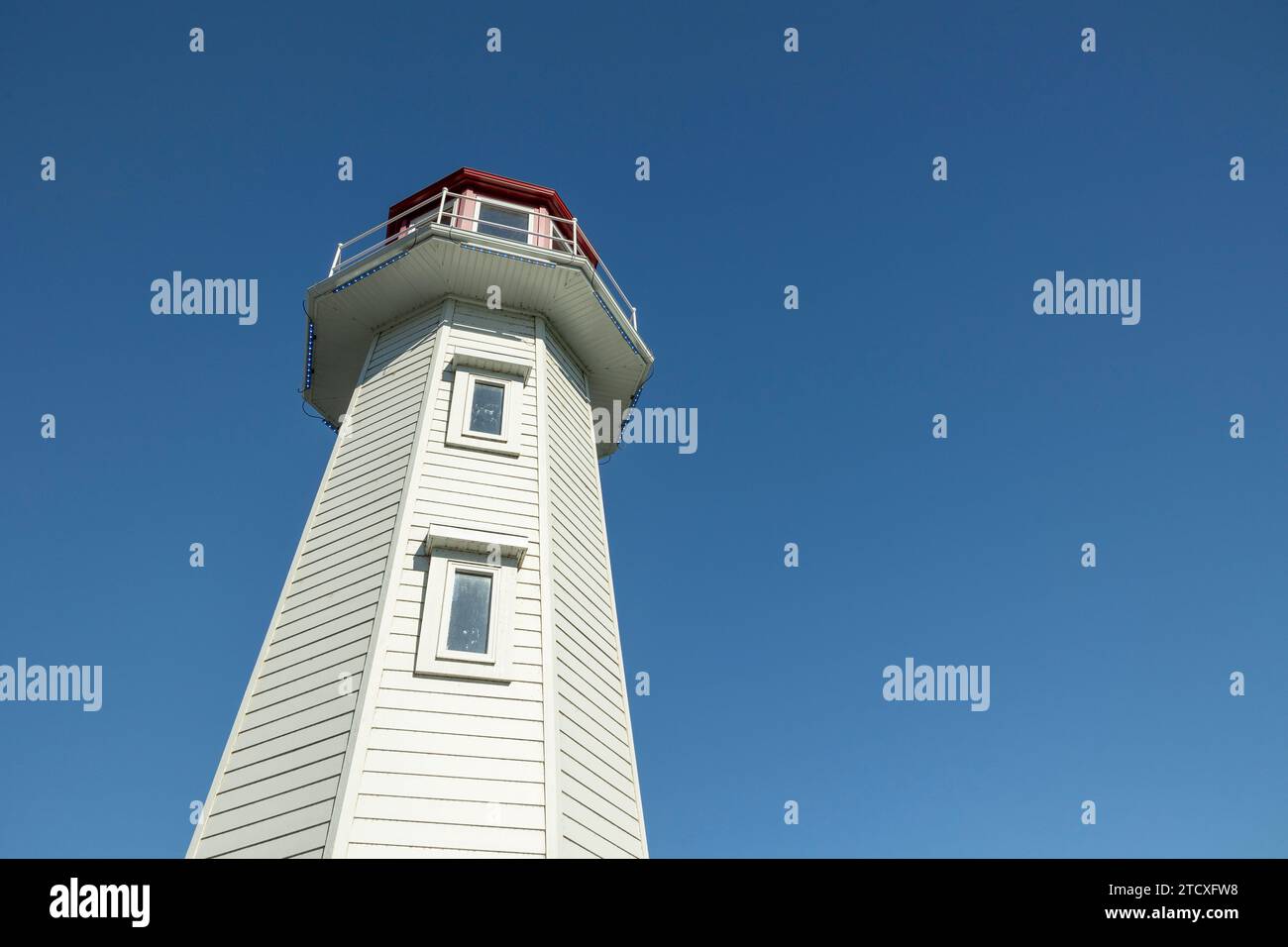 Sylvan Lake, AB, Canada - Replica of famous Peggy's Cove lighthouse, view of upper half Stock Photo