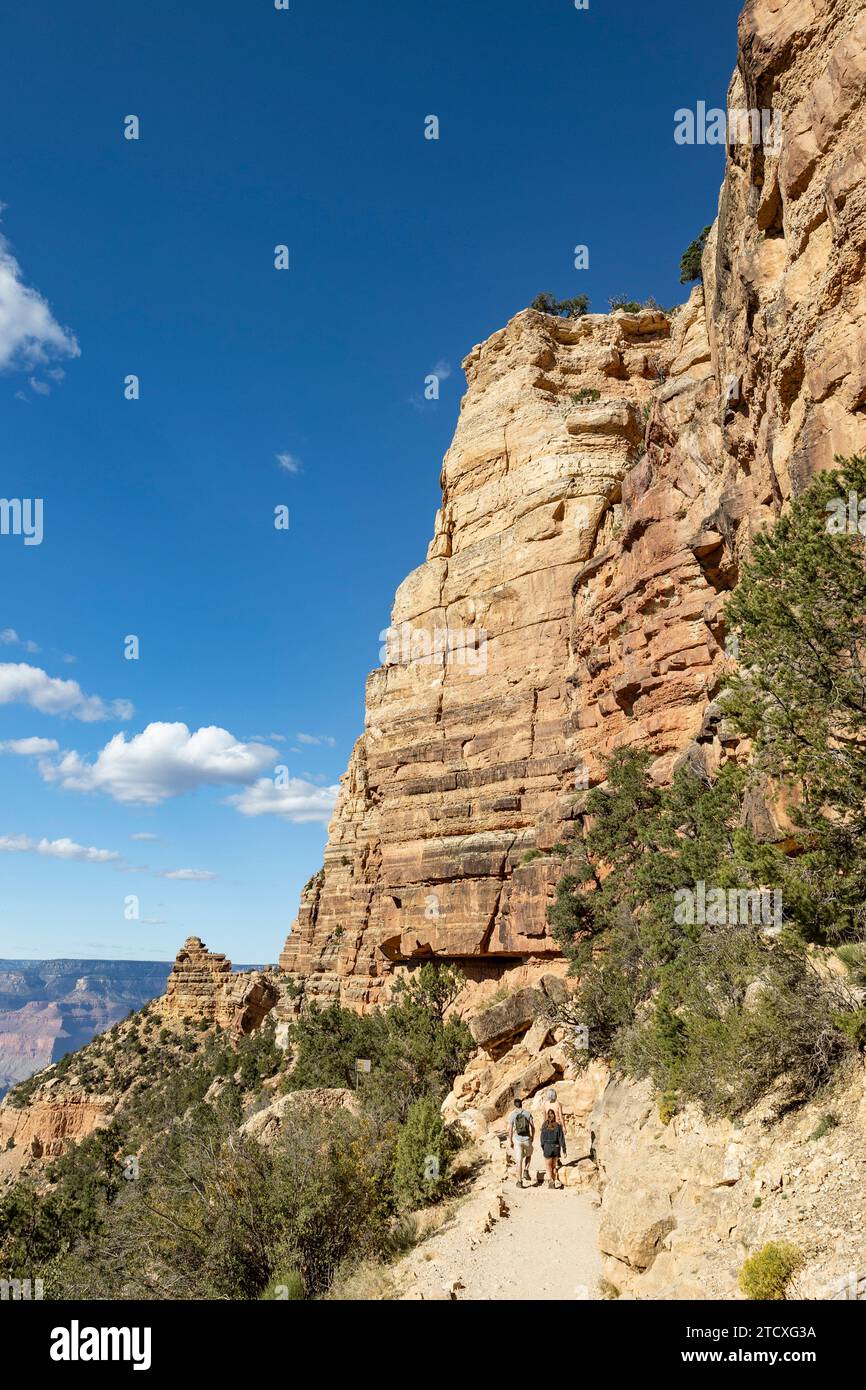 Hiking South Kaibab Trail toward Ooh Aah Point, Grand Canyon, AZ, USA; vertical orientation Stock Photo