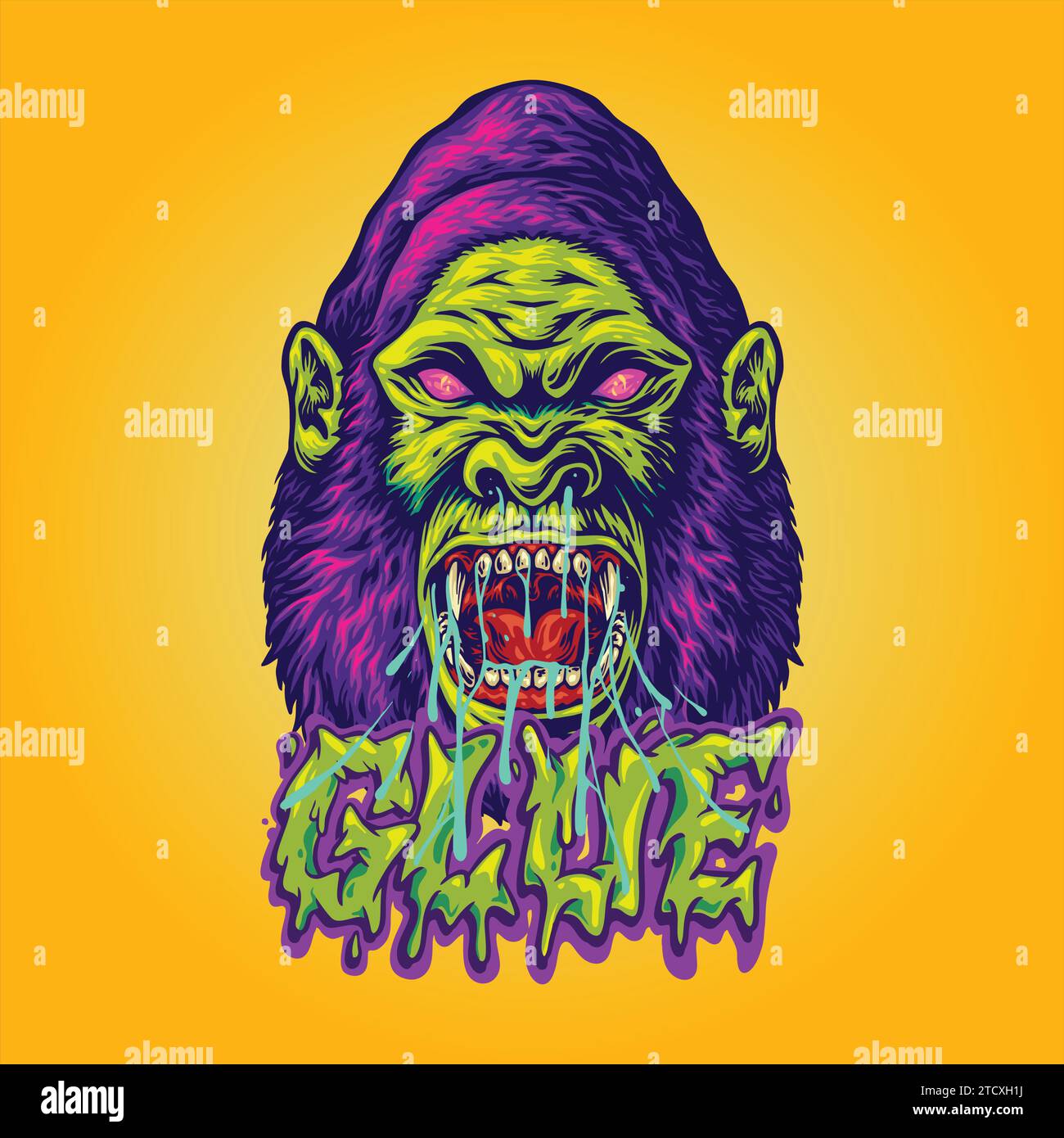 Gorilla glue nightmares scary roar vector illustrations for your work